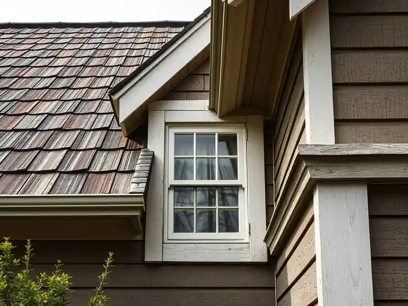 Illustration of close-up of materials and finishes of roofing, as found in 1949-era homes